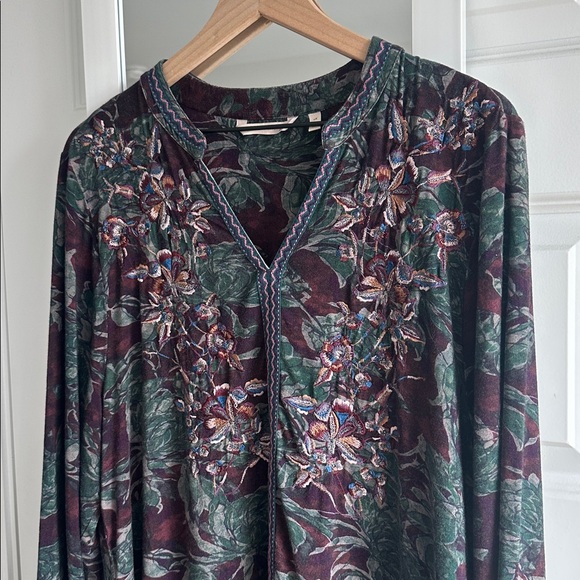 Soft Surroundings tunic hippie top embroidery boho floral 1X - Picture 3 of 7